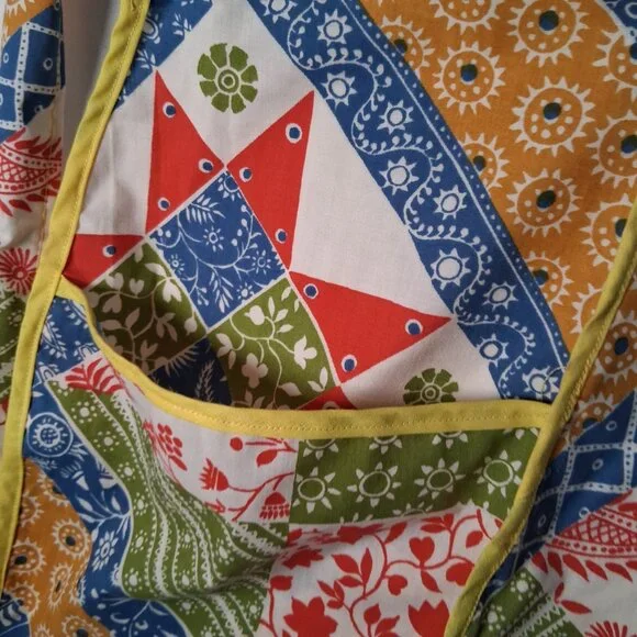 Vinitage Apron Adult Patchwork Floral Print Yellow Pockets Grannycore - Picture 11 of 14